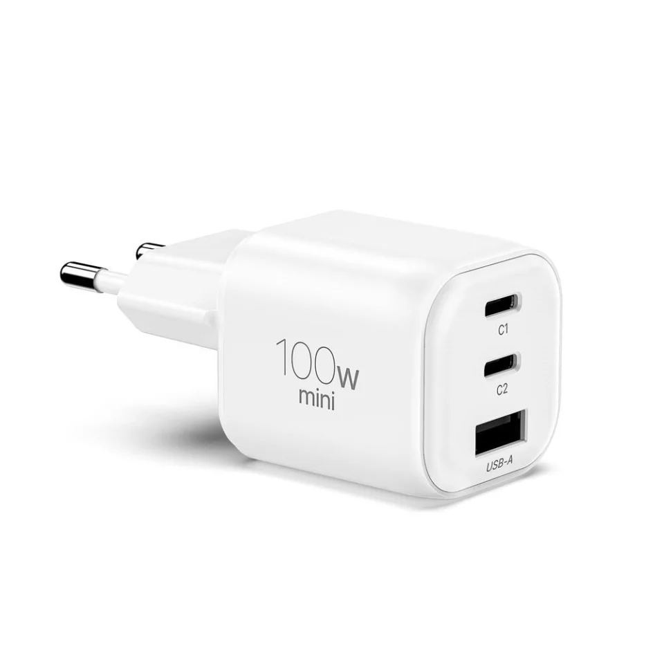 베이직기어 100W PD3.2 AVS GaN 초고속 미니 충전기 3포트, 화이트
