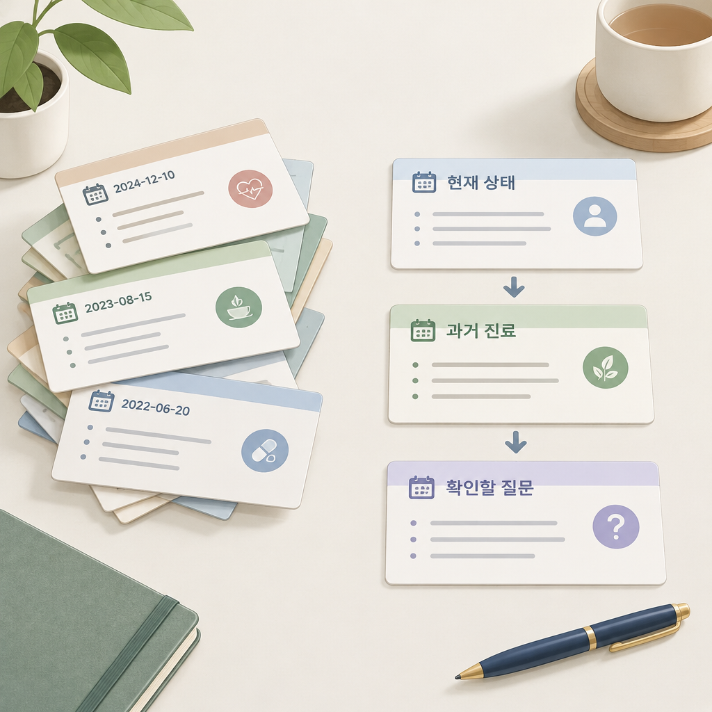 AI 생성 설명 이미지 1: 안산한의원 상담용 건강·진료 이력, 짧은 요약은 어떤 순서로?